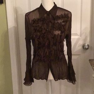 3 for $27! BUNDLE and SAVE! Feminine Brown Blouse